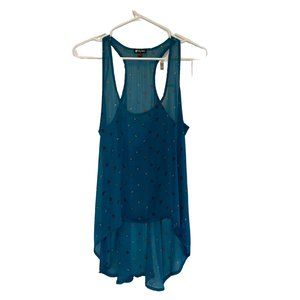 White Lily Flowy Sheer Tank Top with Hearts (M)
